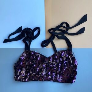 Free People Purple Sequin Crop Top